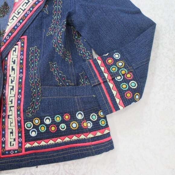 ENTICE Embroidered Denim Jacket Size Small - Picture 7 of 8